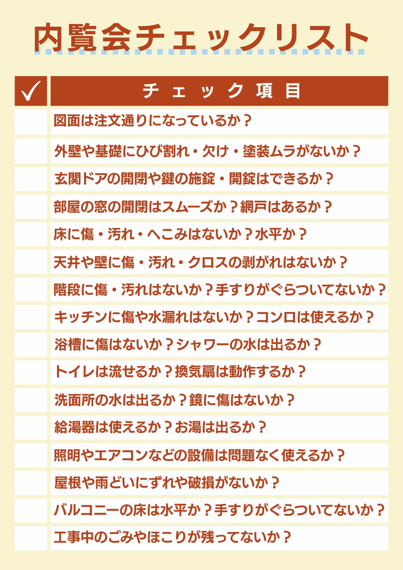 内覧会チェックリスト