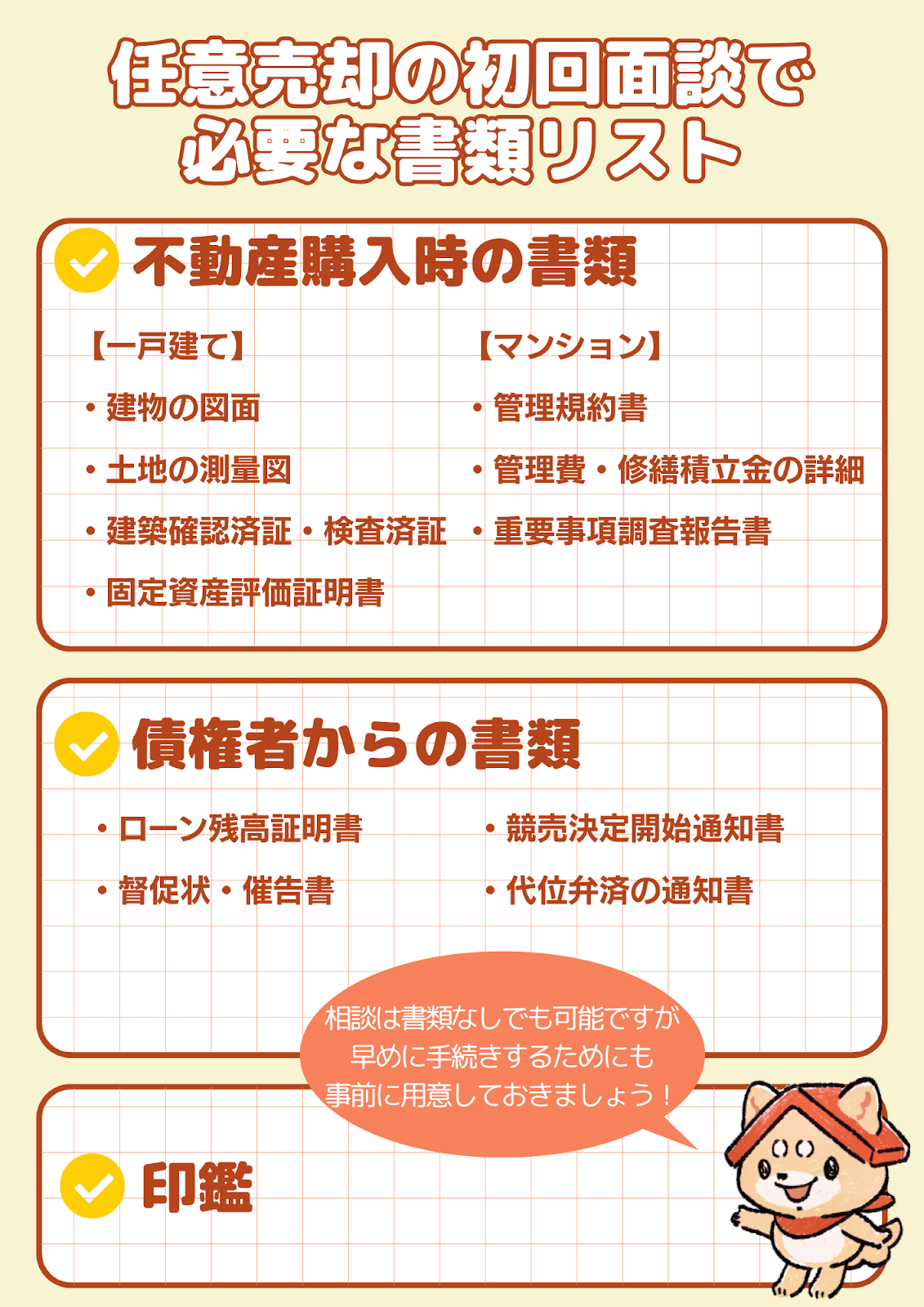 任意売却の初回面談で必要な書類リスト